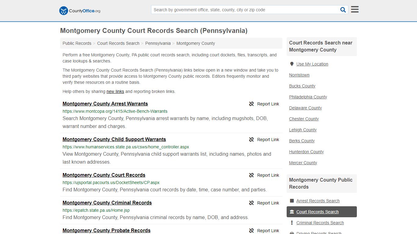 Montgomery County Court Records Search (Pennsylvania) - County Office
